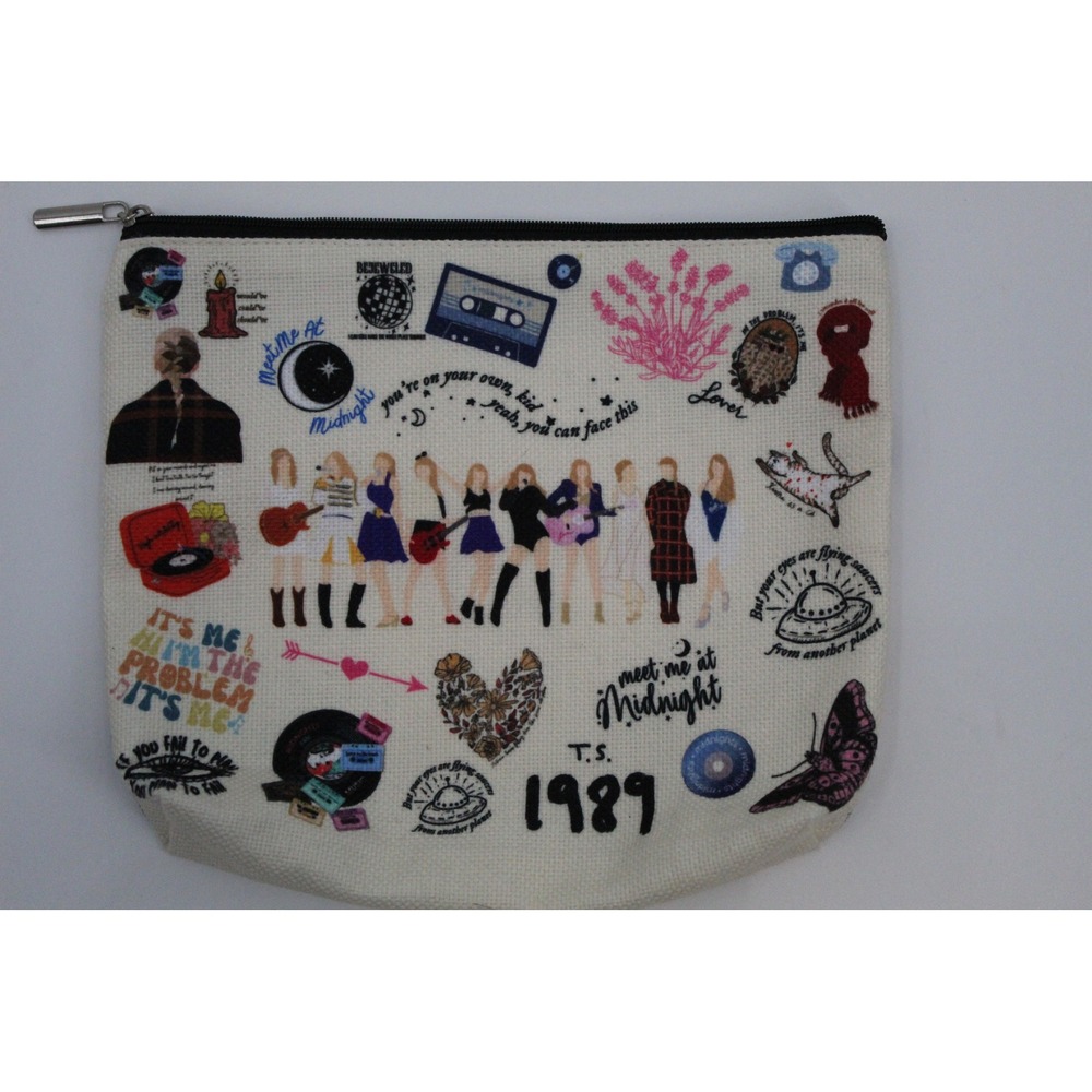 Taylor Swift Eras Canvas Zipper Pouch Makeup Bag 1989 Midnights Fan Merchandise